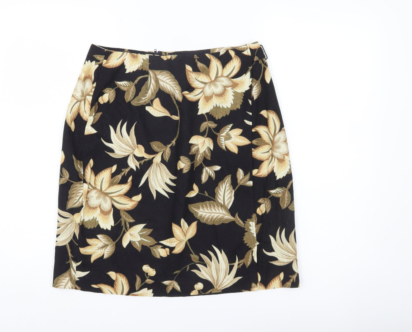 Intriguing Threads Women’s Black Floral Rayon Pencil Skirt Size 10