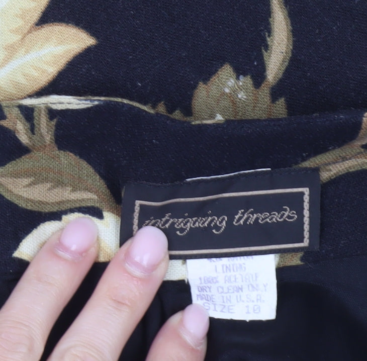 Intriguing Threads Women’s Black Floral Rayon Pencil Skirt Size 10