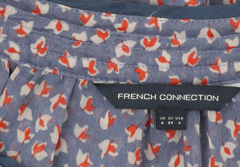 French Connection Women’s Blue Floral Tunic Blouse Size 6