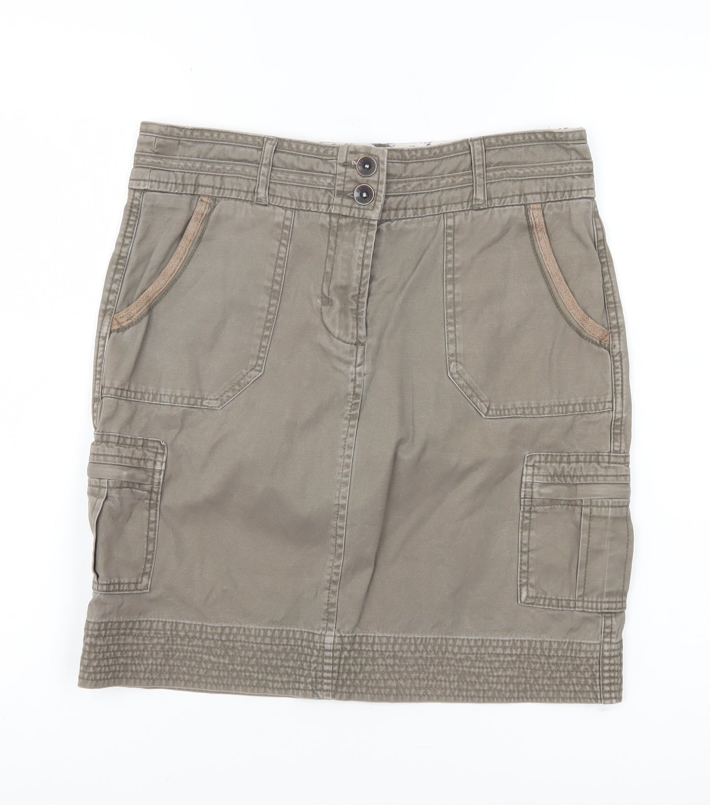 Fat Face Womens Green Cargo Twill Skirt Size 12 Pockets Casual