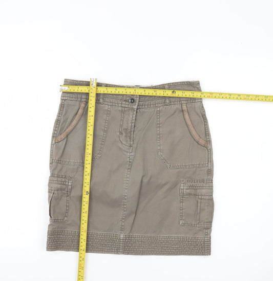 Fat Face Womens Green Cargo Twill Skirt Size 12 Pockets Casual