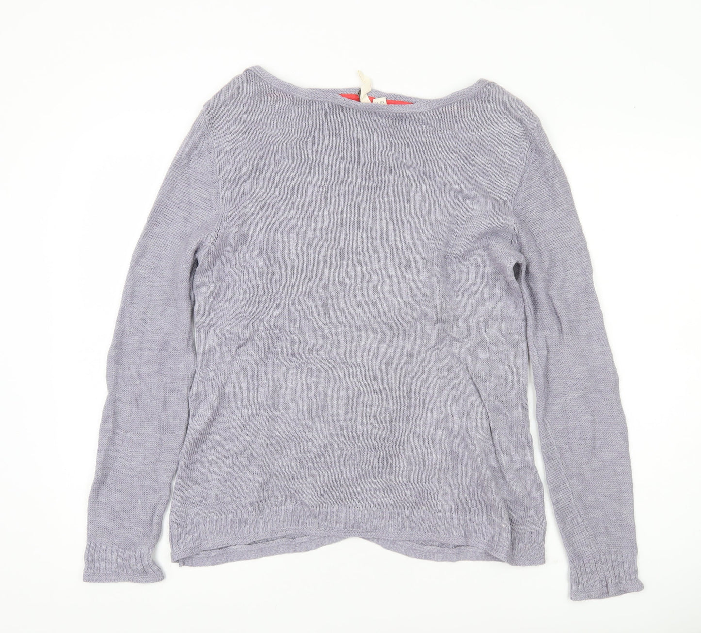White Stuff Womens Purple Linen Cotton Jumper UK 12 Boat Neck
