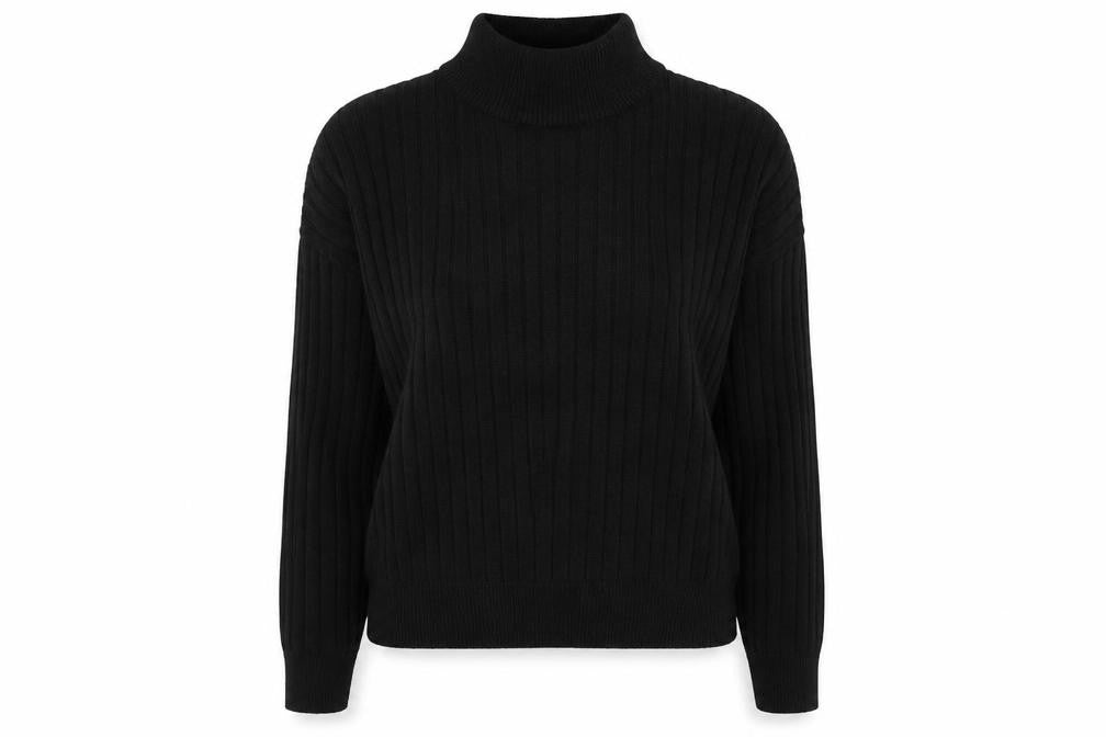 Topshop Women’s Black Mock Neck Rib Knit Jumper Size M