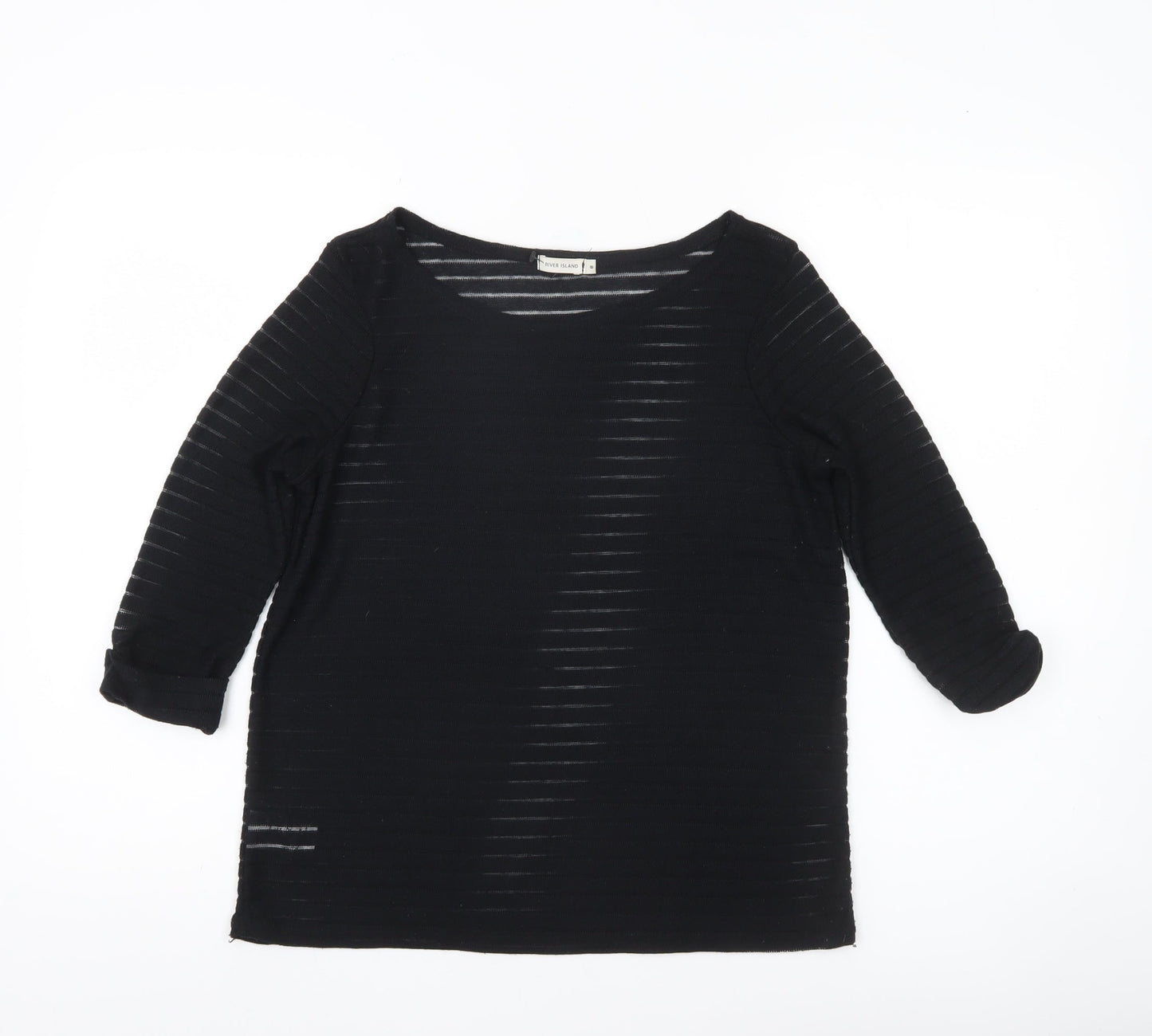 River Island Womens Black Size 8 Pullover Jumper Boat Neck 3/4 Sleeve