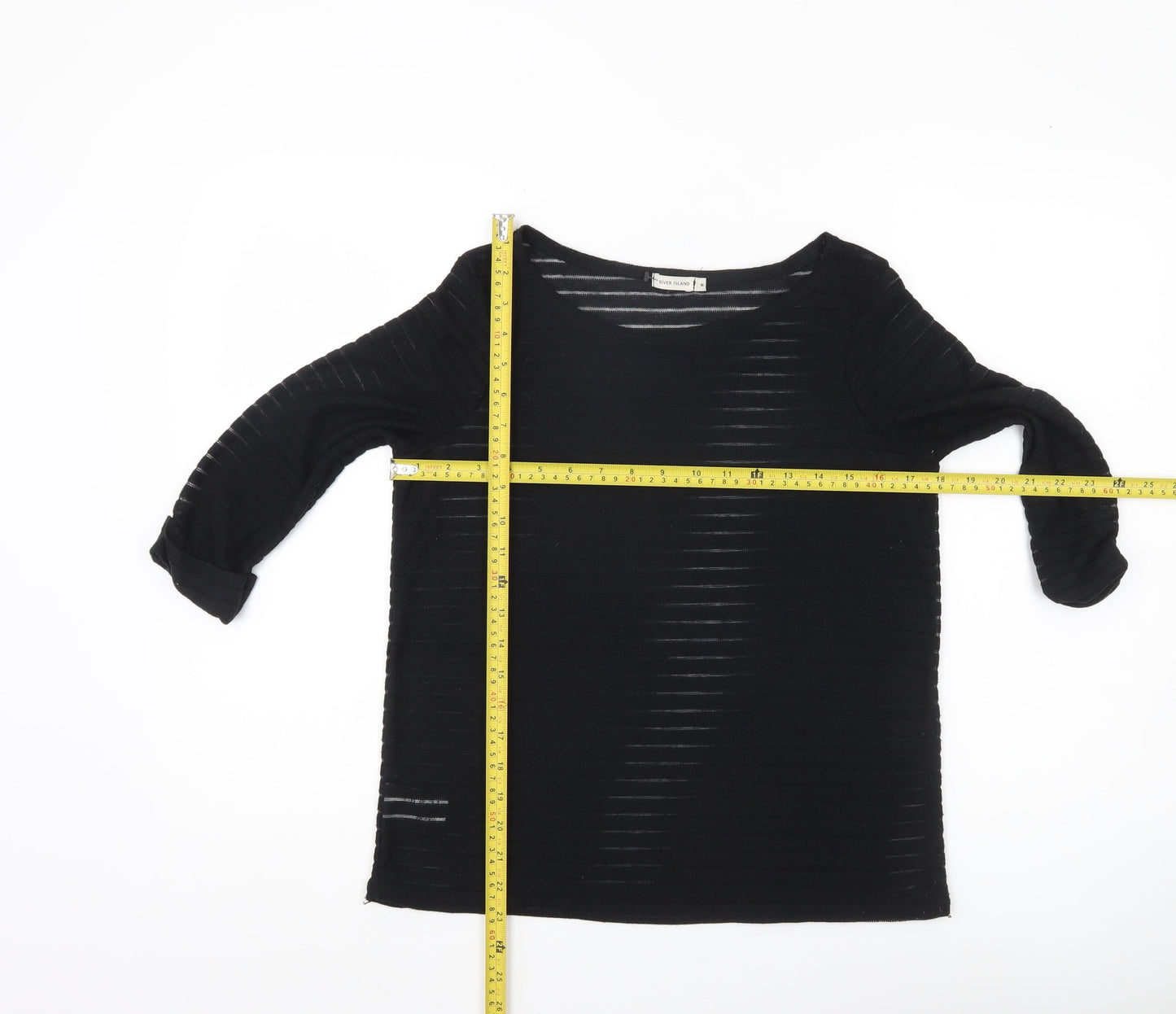 River Island Womens Black Size 8 Pullover Jumper Boat Neck 3/4 Sleeve