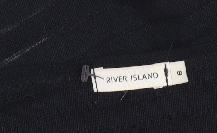River Island Womens Black Size 8 Pullover Jumper Boat Neck 3/4 Sleeve