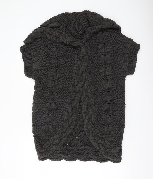 Ted Baker Womens Black Size 12 Chunky Knit Cotton Shrug
