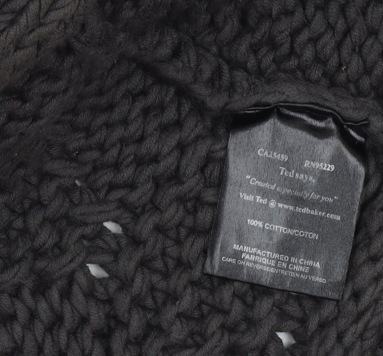 Ted Baker Womens Black Size 12 Chunky Knit Cotton Shrug