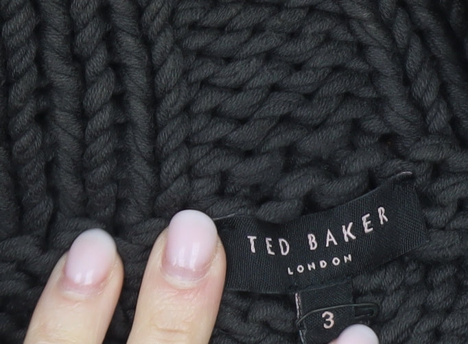 Ted Baker Womens Black Size 12 Chunky Knit Cotton Shrug