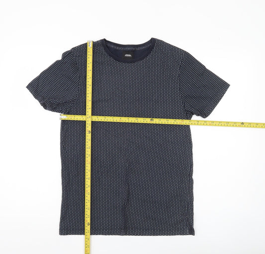 Burton Menswear Men’s Blue Geometric Crew Neck T-Shirt Size S