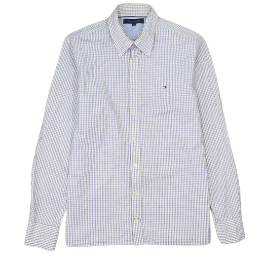 Tommy Hilfiger Men's White Check Long Sleeve Button-Up Shirt L