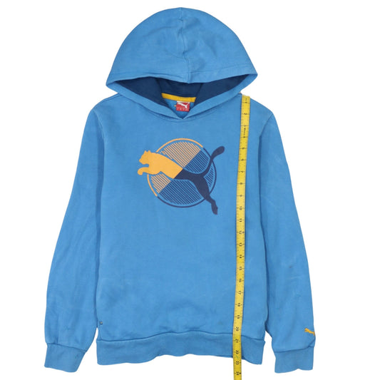 Puma Boys Blue Hoodie 12 Years Pullover Graphic Logo Sportswear