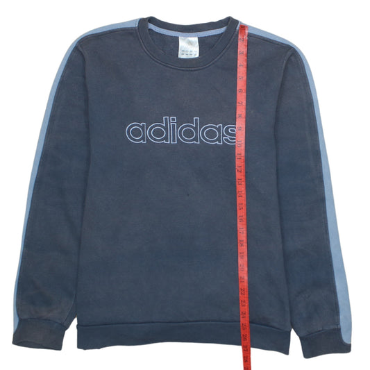 Adidas Men’s Blue Crew Neck Logo Sweatshirt Size L Regular Fit