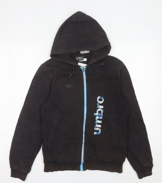 Umbro Boys Black Full Zip Hoodie 14-15 Years Logo Sports Casual