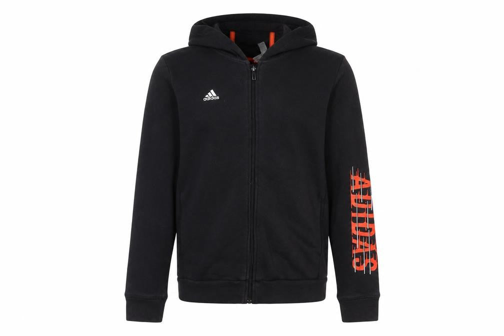 Adidas Boys Black Full Zip Hoodie 13-14 Years Sports Logo Hoodie