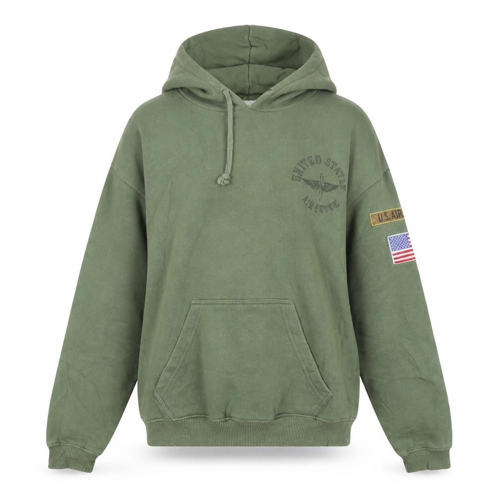 Topshop Women’s Green Hoodie Size 8 Pullover USAF Military Logo