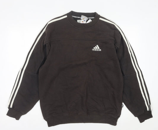 Adidas Men’s Brown L Sweatshirt Pullover Crew Neck Logo Sports