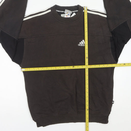 Adidas Men’s Brown L Sweatshirt Pullover Crew Neck Logo Sports