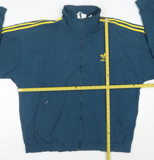 Adidas Men’s Blue L 44"-46" Retro 90s Full Zip Sports Jacket With Logo