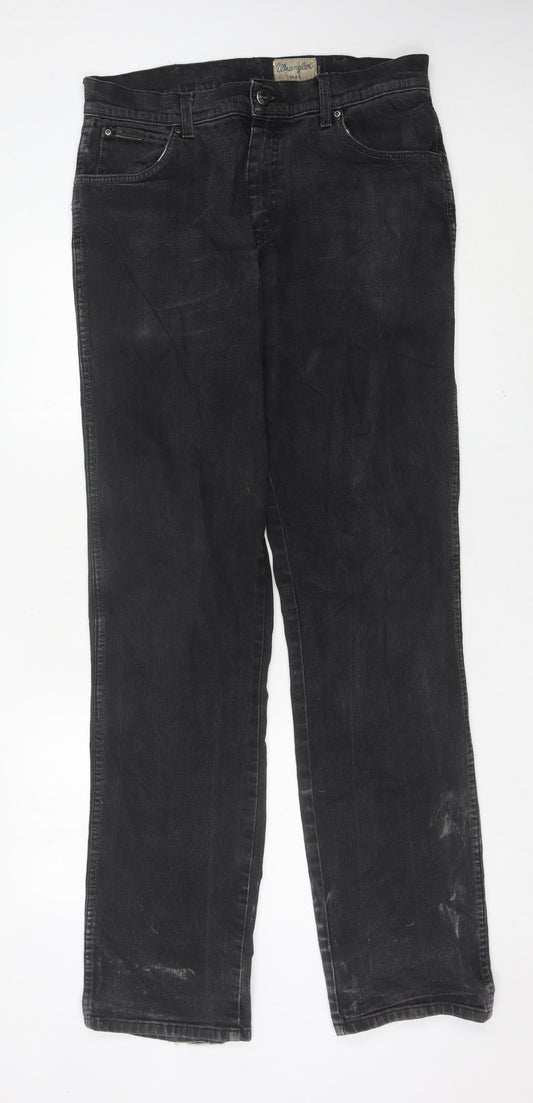 Wrangler Men's Black Straight Leg Denim Jeans W34 L36 Stretch