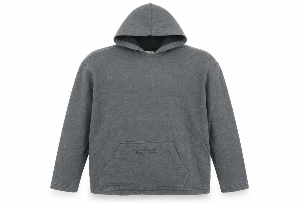 Mens UK L Regular Calvin Klein Jeans Grey Pullover Hoodie