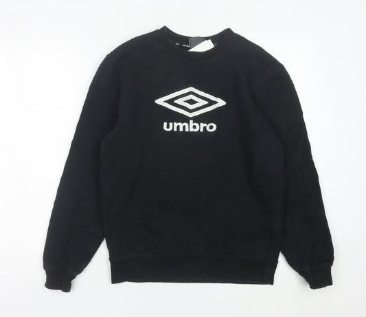 Umbro Boys Black Sweatshirt 14-15Y Regular Fit Crew Neck Pullover
