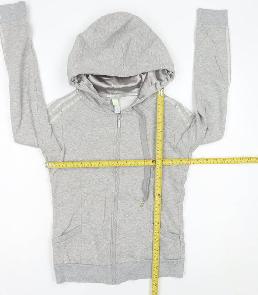 Adidas Womens Grey Hoodie Size 8 Full Zip Hooded Sweatshirt