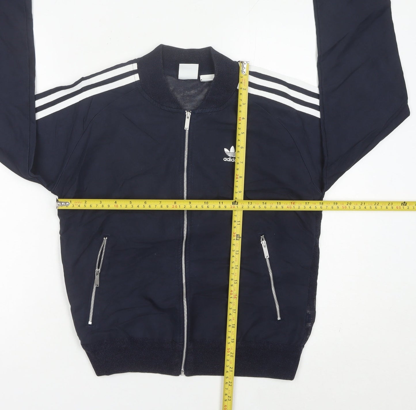 Adidas Womens Black Track Jacket Size 10 Full Zip Long Sleeve