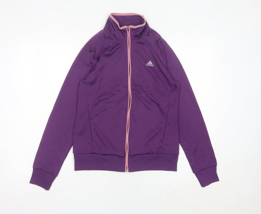 Adidas Womens Purple Track Jacket Size 10 Full Zip Sportswear