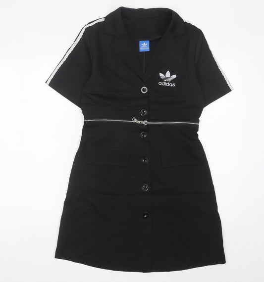 Adidas Women's Black Size 8 Track Jacket Dress Short Sleeve