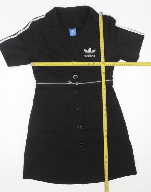 Adidas Women's Black Size 8 Track Jacket Dress Short Sleeve