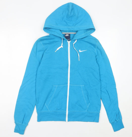 Nike Women’s Blue Full Zip Hoodie Size 12 UK Cotton Blend