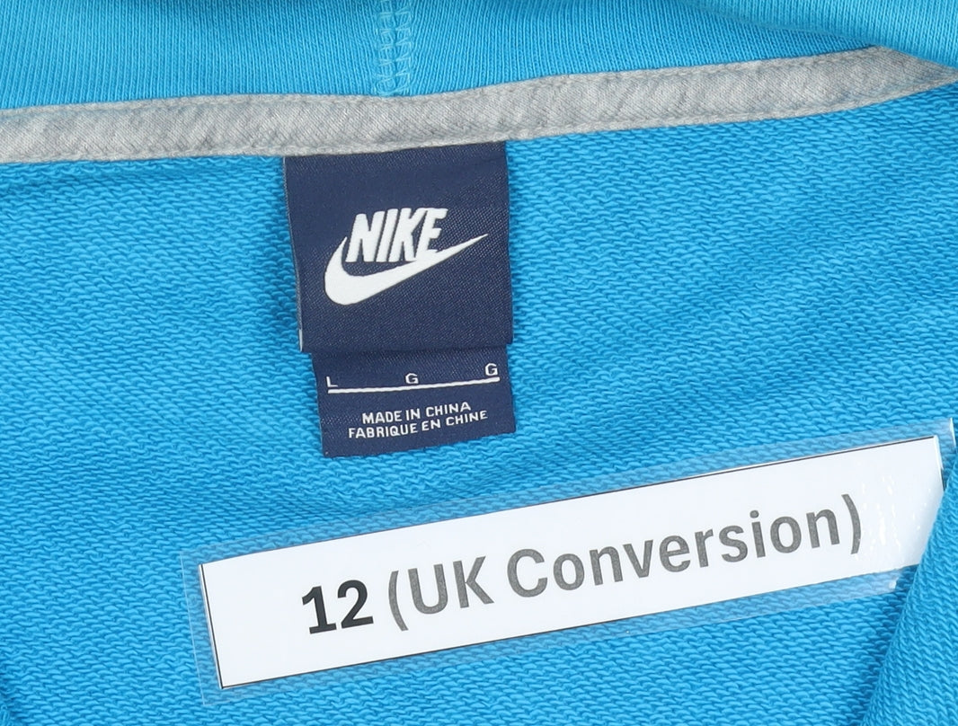 Nike Women’s Blue Full Zip Hoodie Size 12 UK Cotton Blend