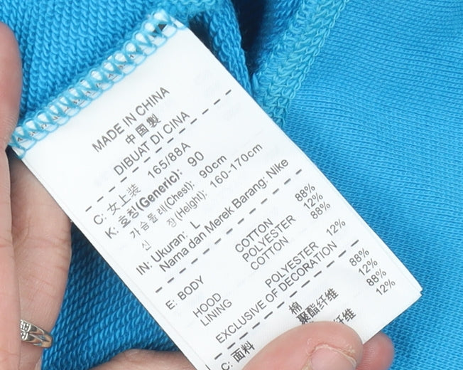 Nike Women’s Blue Full Zip Hoodie Size 12 UK Cotton Blend