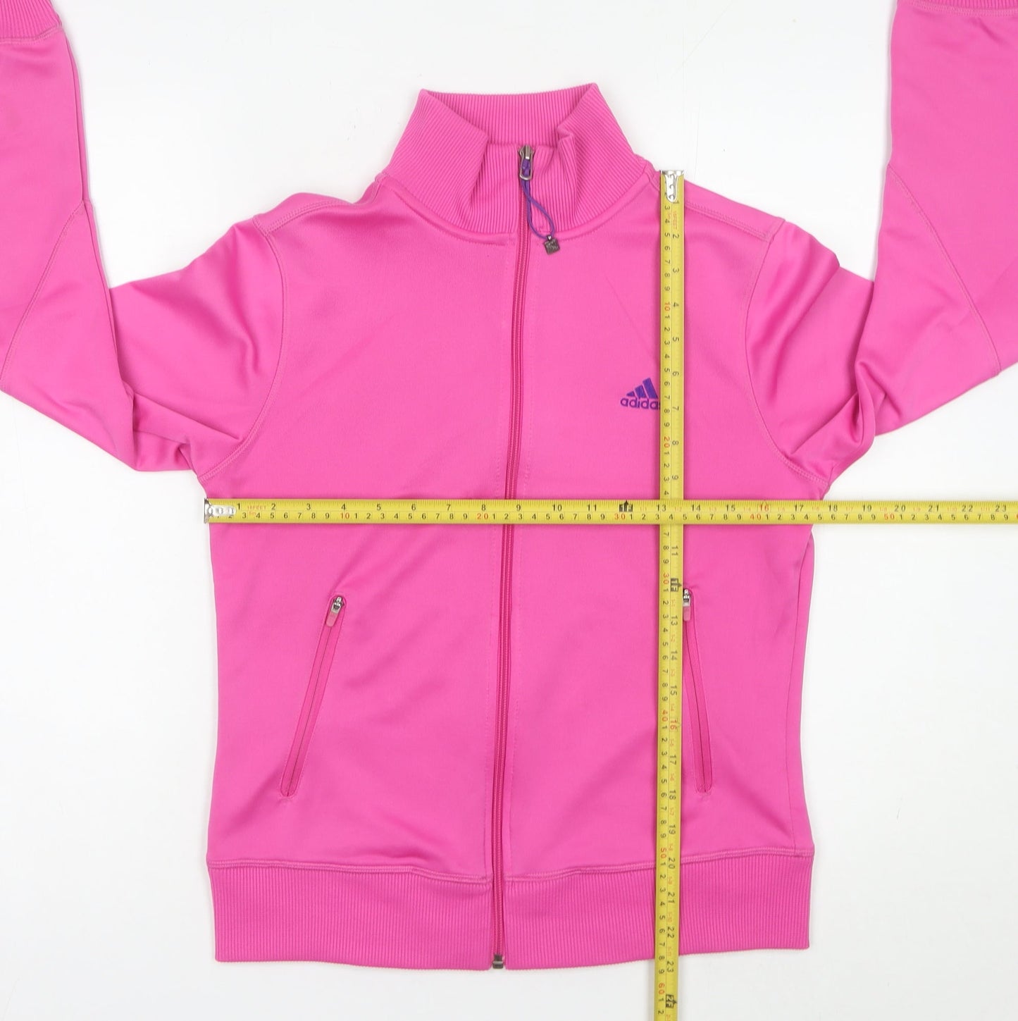 Adidas Womens Pink Size 12 Track Jacket Full Zip Logo Sportswear