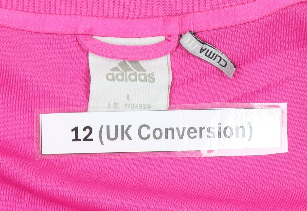 Adidas Womens Pink Size 12 Track Jacket Full Zip Logo Sportswear