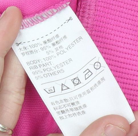 Adidas Womens Pink Size 12 Track Jacket Full Zip Logo Sportswear