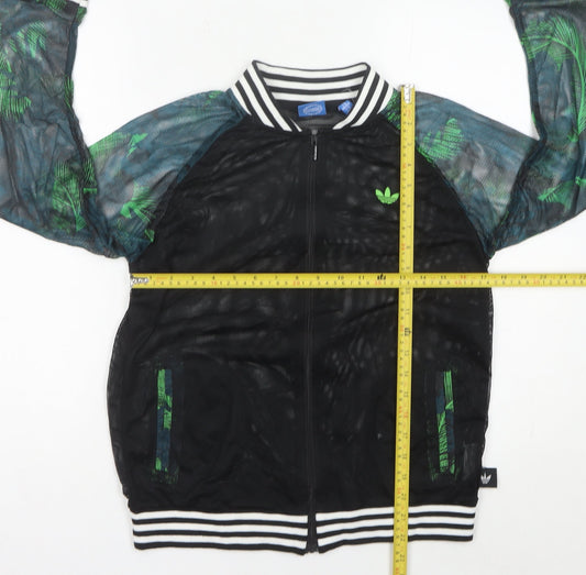 Adidas Womens Black Size 12 Track Jacket Tropical Mesh Lightweight