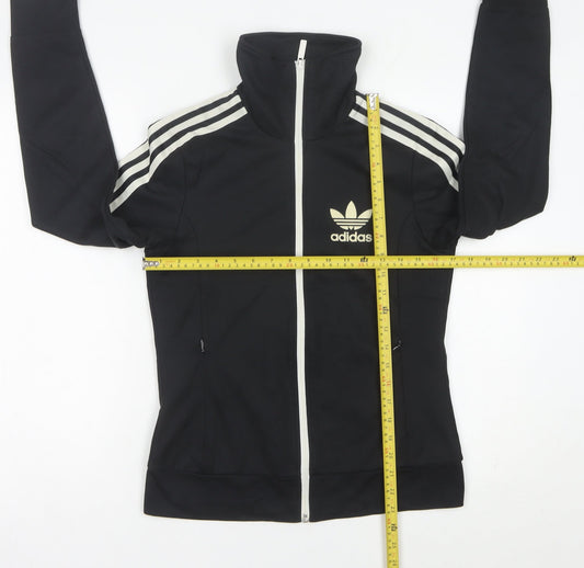 Adidas Womens Black Track Jacket Size 10 Full Zip Sports Top
