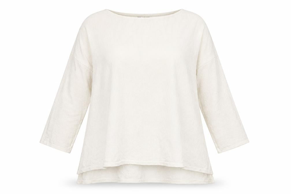 H&M Women’s Ivory Tunic Blouse Size 12 Boat Neck 3/4 Sleeve