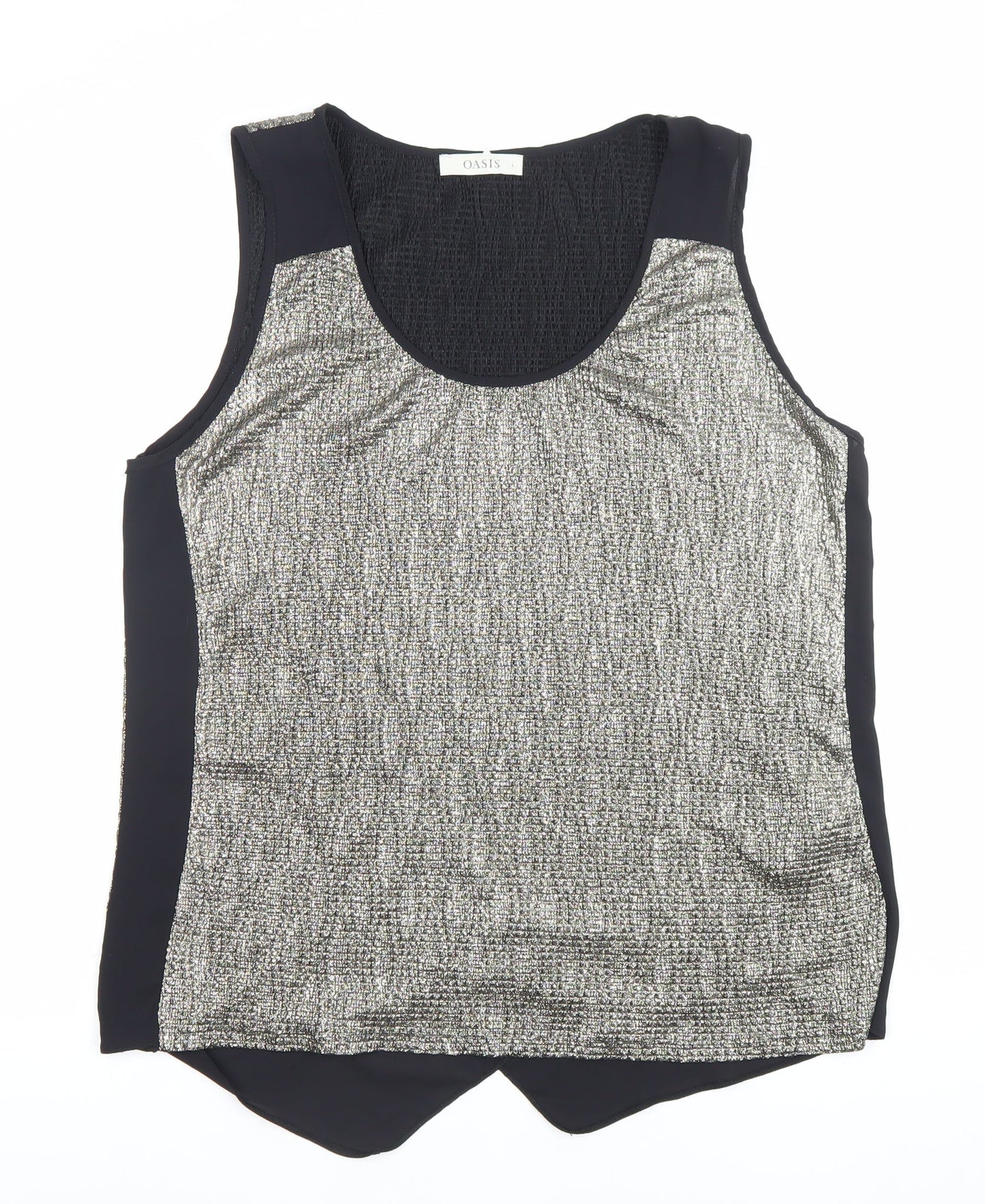 Oasis Womens Silver Black Tank Top Size L Scoop Neck Sleeveless
