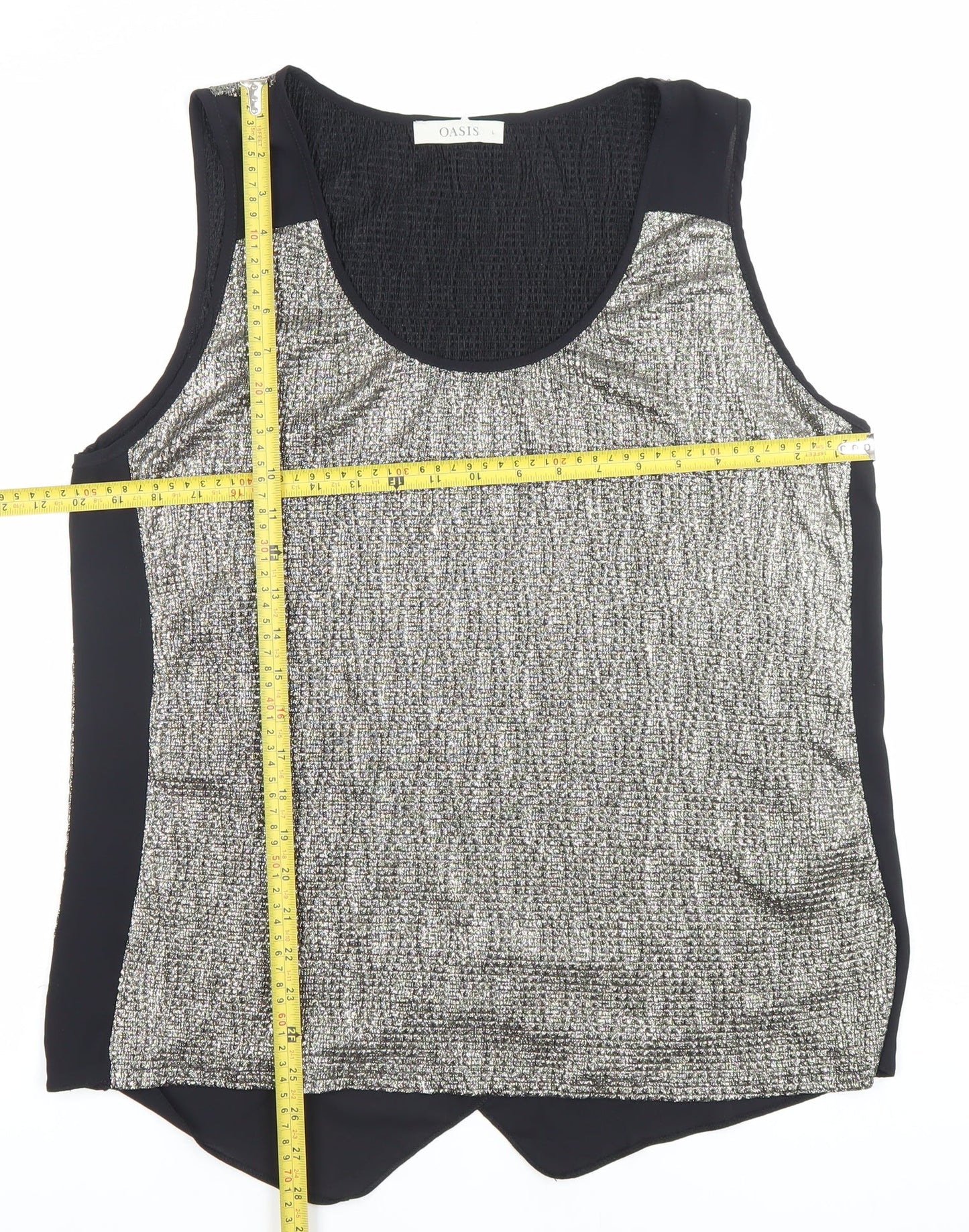 Oasis Womens Silver Black Tank Top Size L Scoop Neck Sleeveless