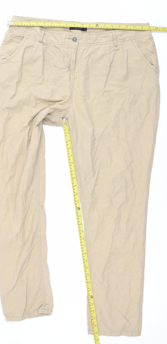 Dorothy Perkins Womens Beige Size 18 Chino Straight Trousers