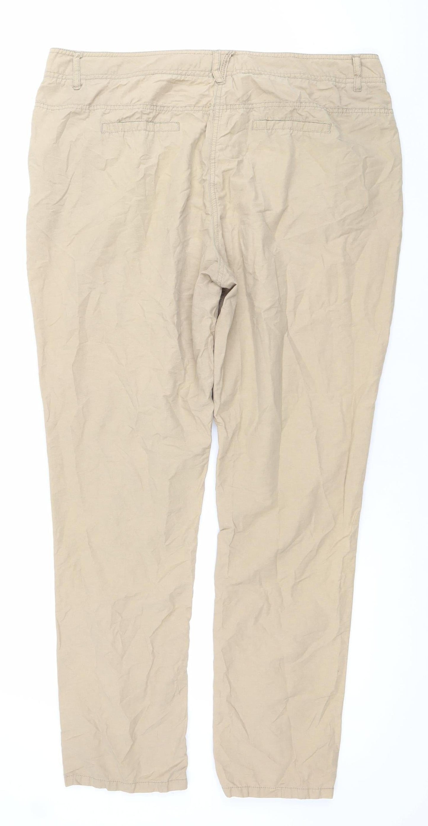 Dorothy Perkins Womens Beige Size 18 Chino Straight Trousers