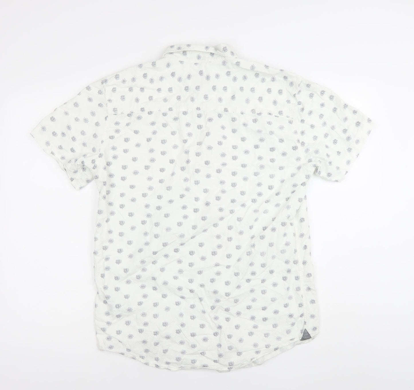PULL&BEAR Mens White Floral Short Sleeve Button-Up Shirt M