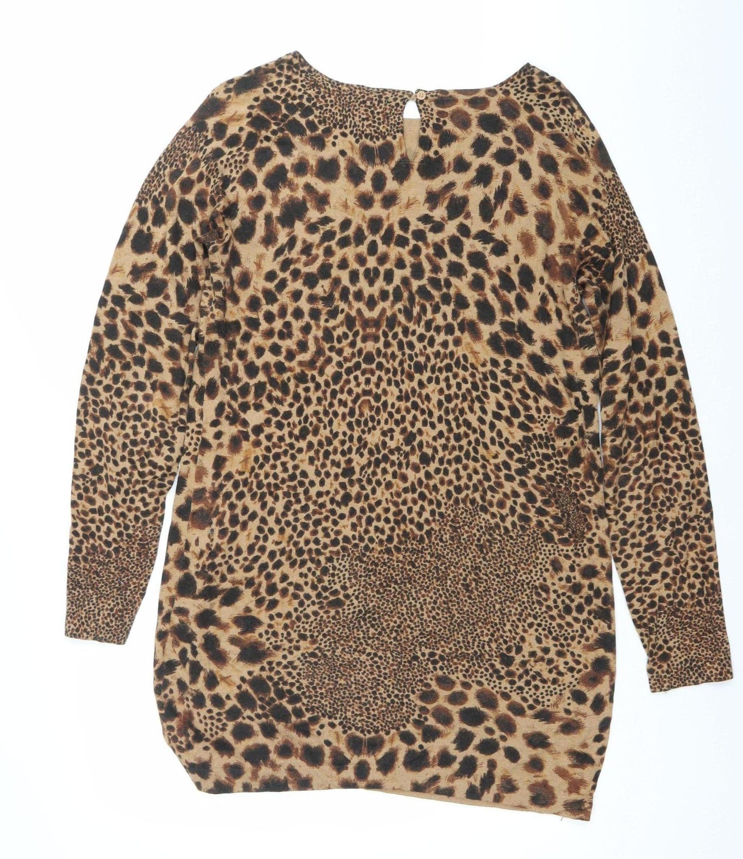 Next Womens Brown Leopard Print Tunic Jumper UK 12 Long Sleeve
