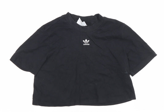 Adidas Womens Black Cropped T-Shirt Size 12 Casual Sportswear