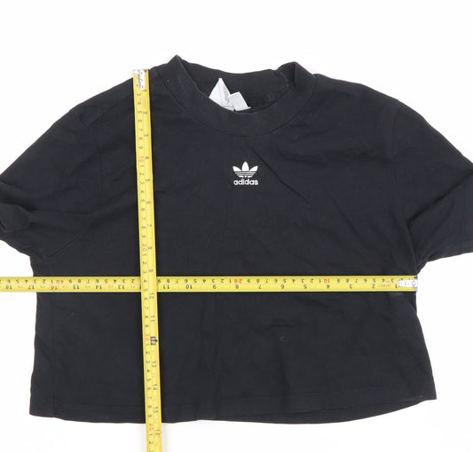 Adidas Womens Black Cropped T-Shirt Size 12 Casual Sportswear