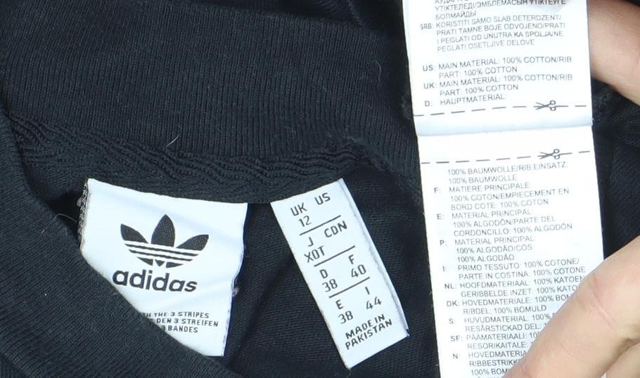 Adidas Womens Black Cropped T-Shirt Size 12 Casual Sportswear