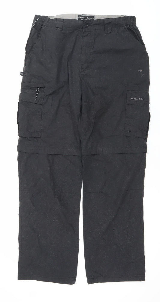 Mountainlife Men’s Black Cargo Trousers Size 34 Regular Fit Outdoor Workwear